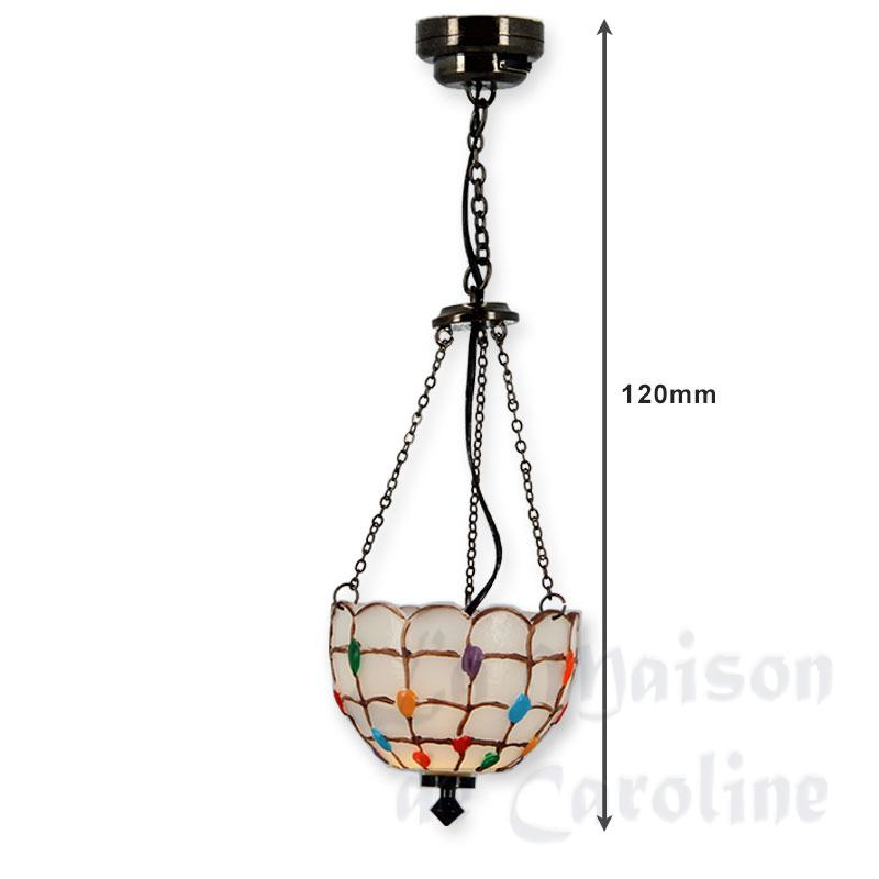 Suspension LED Noire Tiffany blanc et couleurs Bilder 1