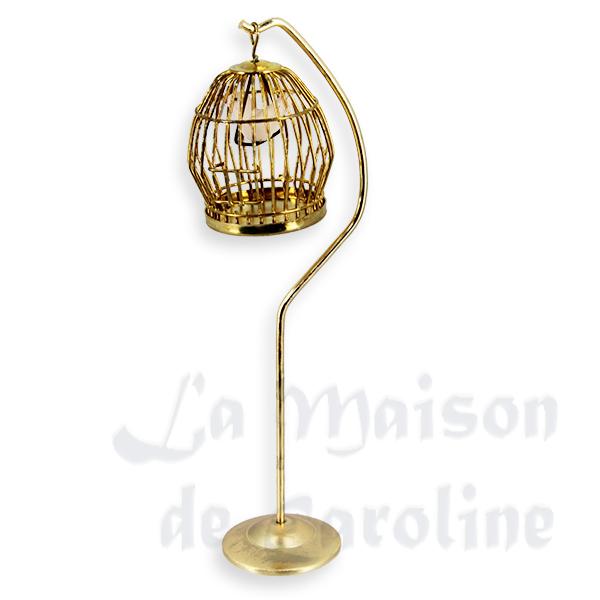 Cage à oiseau en laiton avec support miniature 1/12