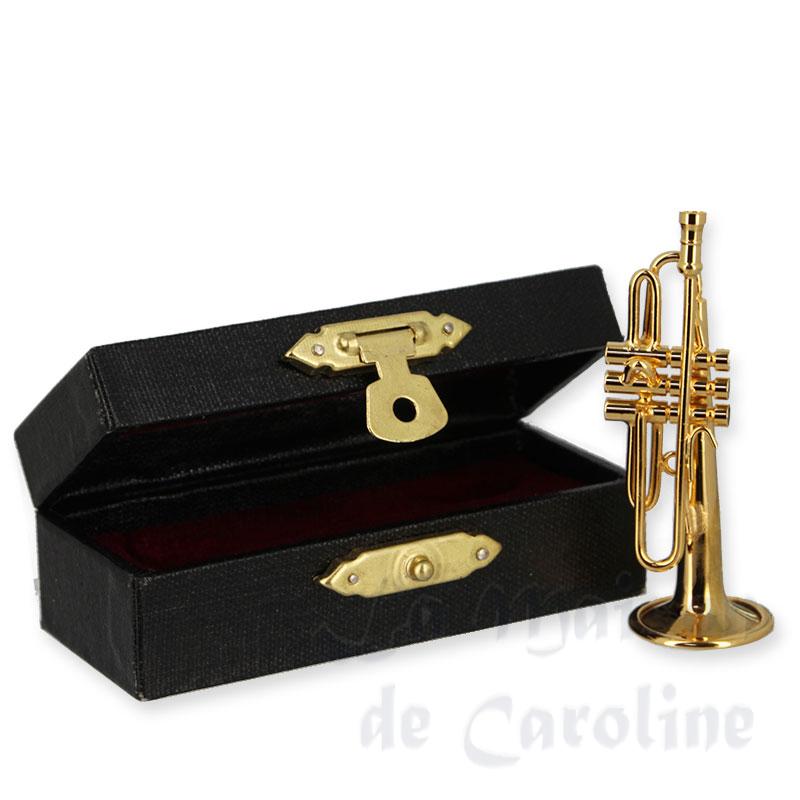 Trompette avec coffret noir miniature 1/12