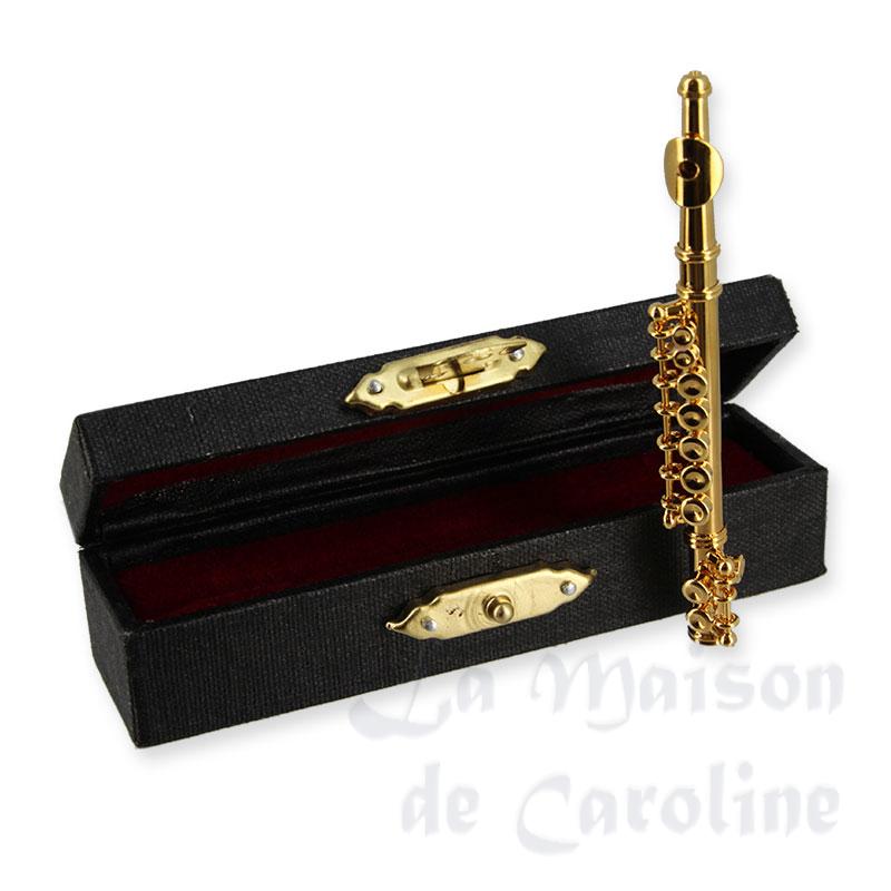 Flute traversière avec coffret noir miniature 1/12