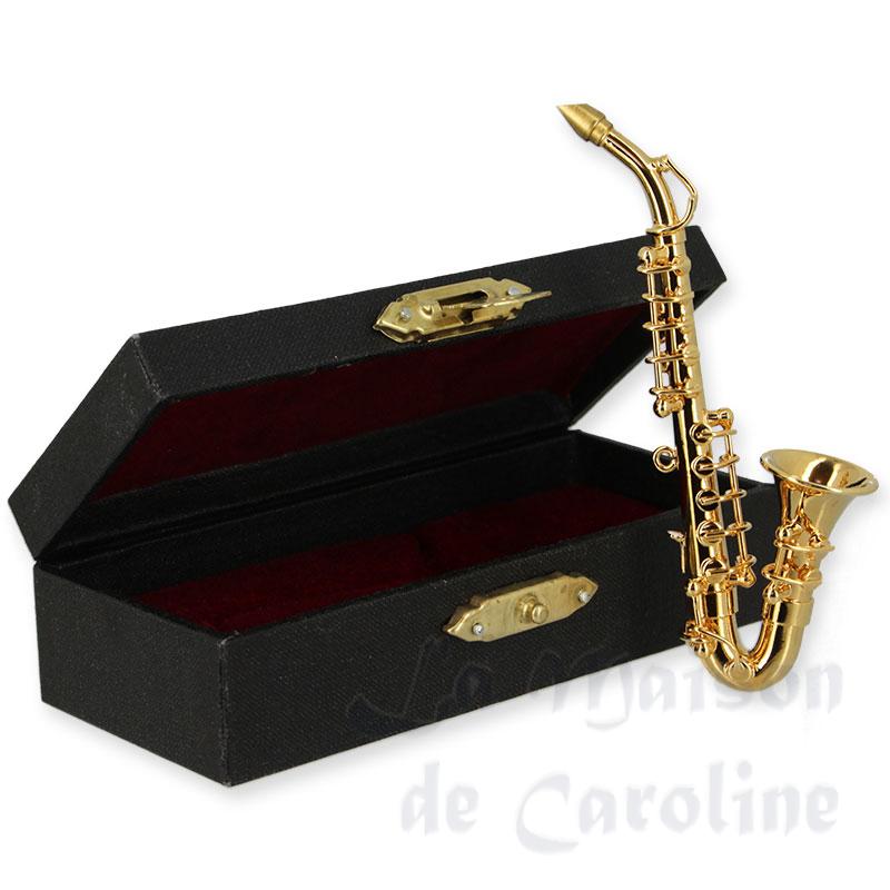 Saxophone avec coffret noir miniature 1/12 Saxophone avec coffret noir miniature 1/12