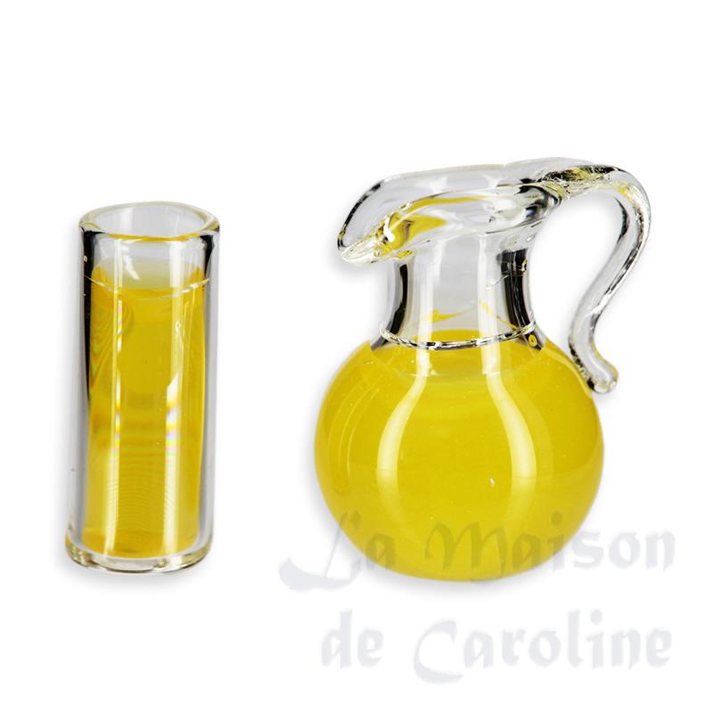 Cruche et verre jus d'orange miniature 1/12