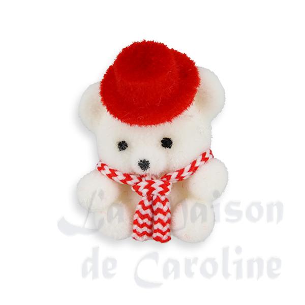 Ours blanc av.chapeau rouge miniature 1/12