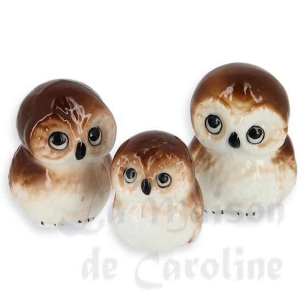 Famille Chouette 3 pcs miniature 1/12