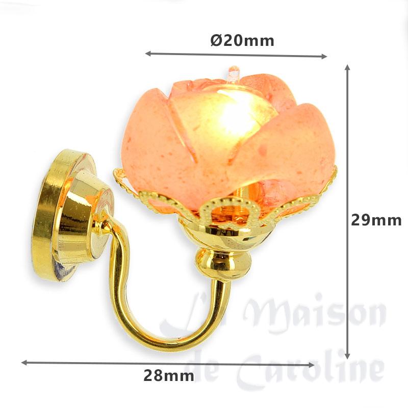 Applique 12V CLIP Fleur Rose pour maisons de poupées 1/12
