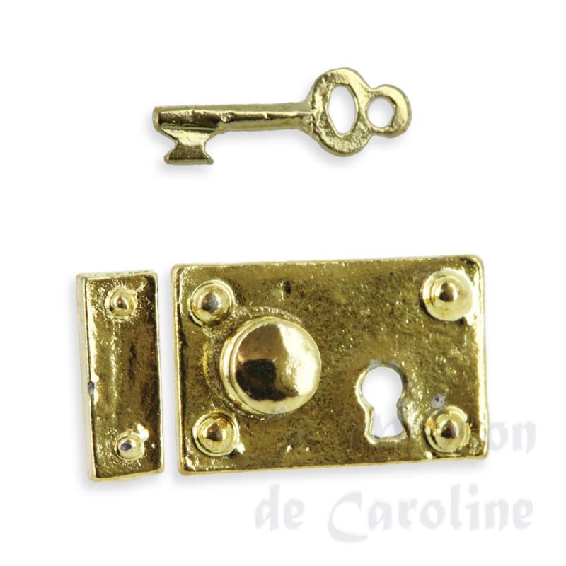 Serrure avec cle pour maisons de poupées 1/12 Serrure avec cle pour maisons de poupées 1/12