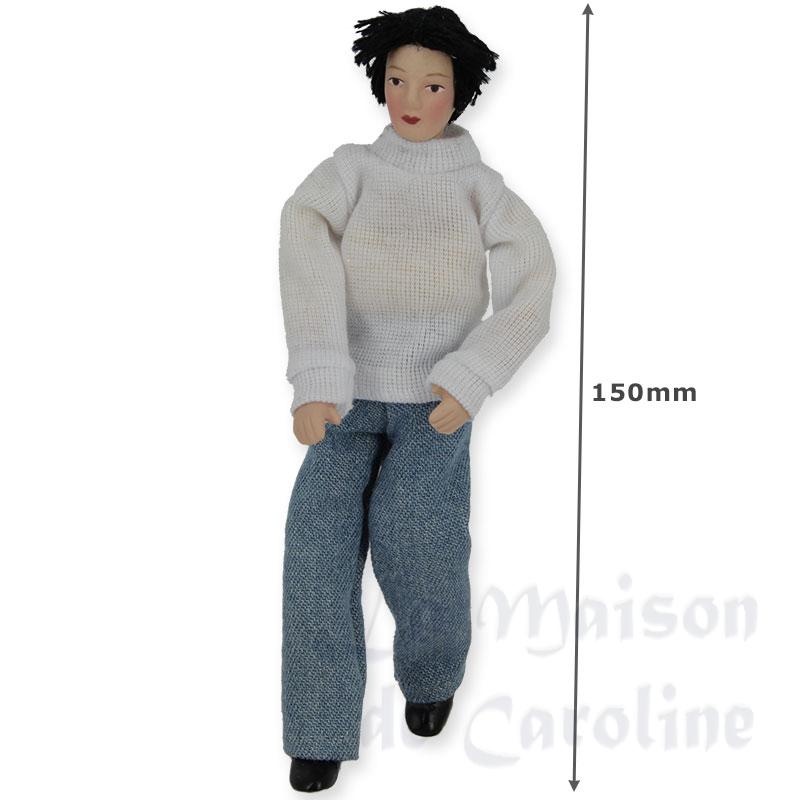 Homme avec pull blanc et jeans Bilder 1