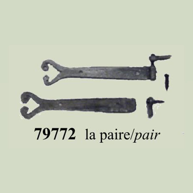 Paire de ferrures en fer forge pour maisons de poupées 1/12