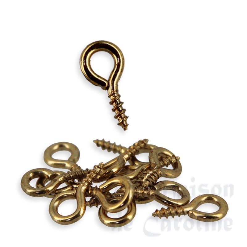 50 Crochets ronds a visser 1cm pour maisons de poupées 1/12 50 Crochets ronds a visser 1cm pour maisons de poupées 1/12
