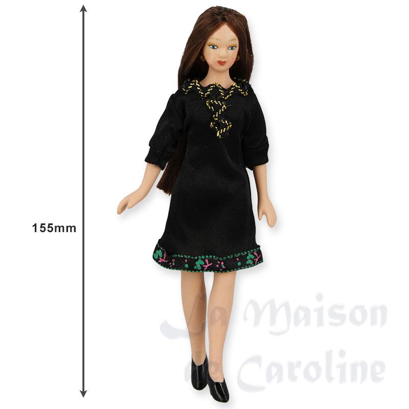 Poupée porcelaine femme élégante robe noire Bilder 1