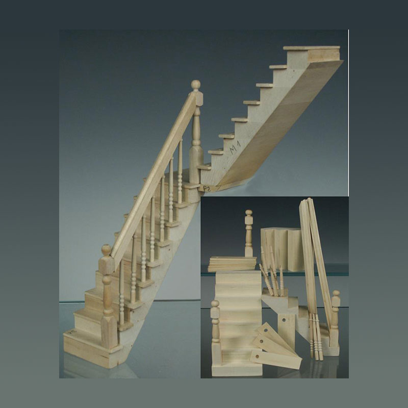 Kit escalier universel avec ballustres, Elément de construction pour maison de poupées