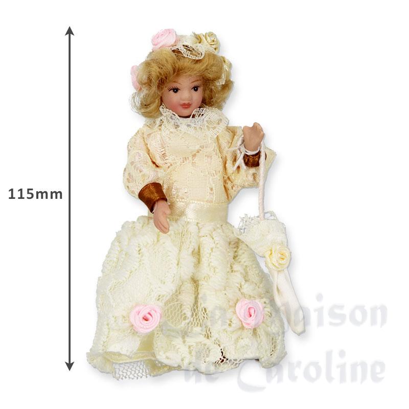 Fillette porcelaine Robe ivoire pour maisons de poupées 1/12 photo 2