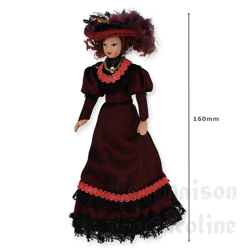 Poupée porcelaine robe bordeaux Bilder 1