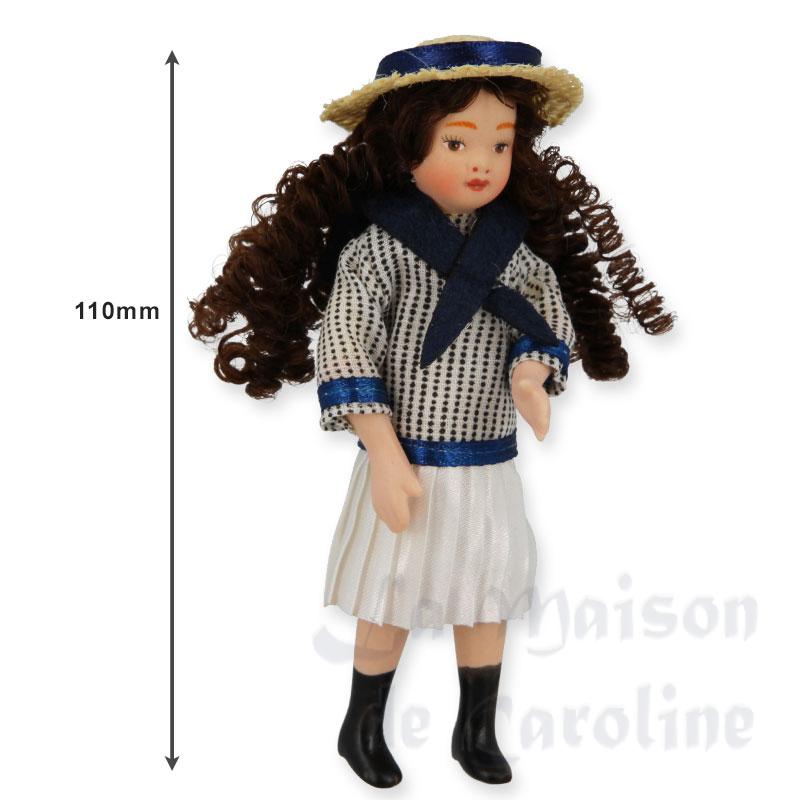 Poupée porcelaine fille robe marine Bilder 1