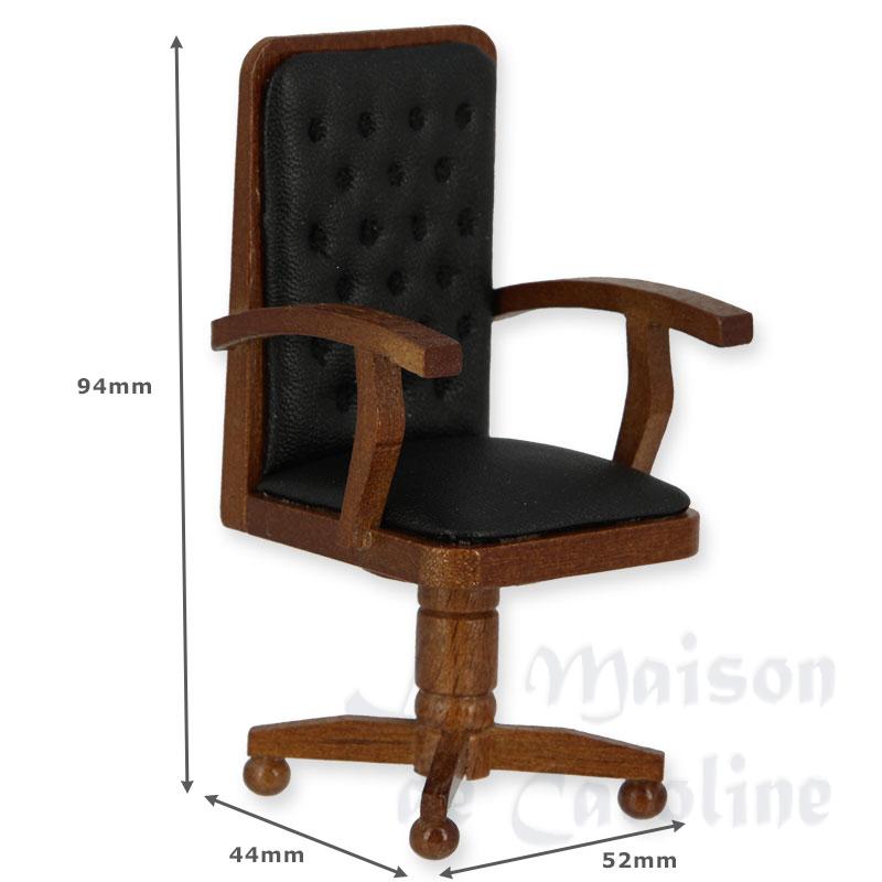 Chaise de bureau cuir noir noyer Bilder 1