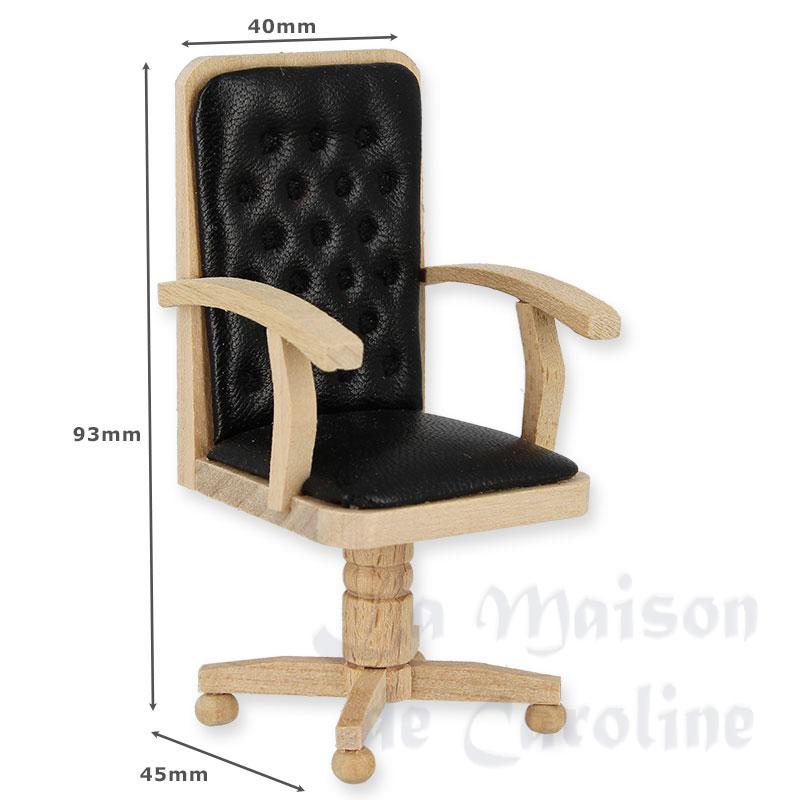 Chaise de bureau non verni cuir noir Bilder 1