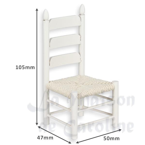 Chaise paillee blanche meuble miniature 1/12 photo 2