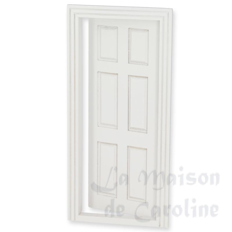 Porte 6 panneaux blanc pour maisons de poupées 1/12