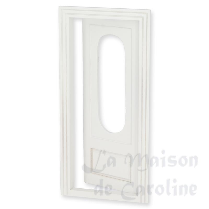 Porte fenêtre ovale blanche pour maisons de poupées 1/12
