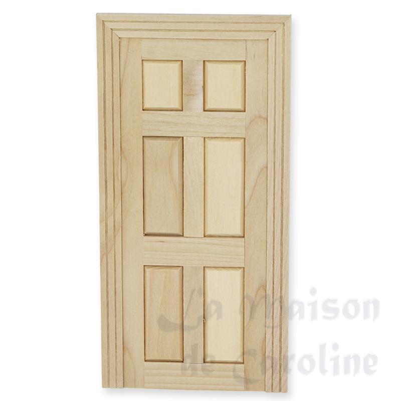 Fausse porte 6 panneaux non vernie pour maisons de poupées 1/12 Fausse porte 6 panneaux non vernie pour maisons de poupées 1/12