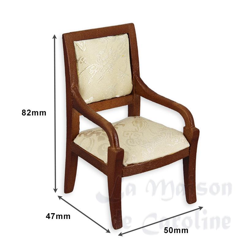 chaise de bureau noyer tissus crème miniature 1/12e Bilder 1