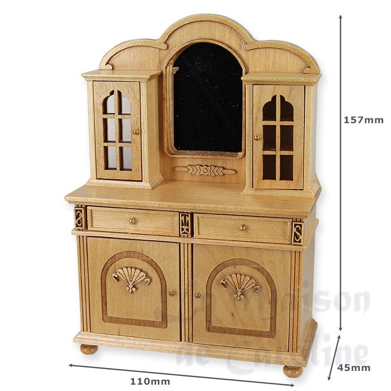 Buffet salle à manger miroir chene clair meuble miniature 1/12