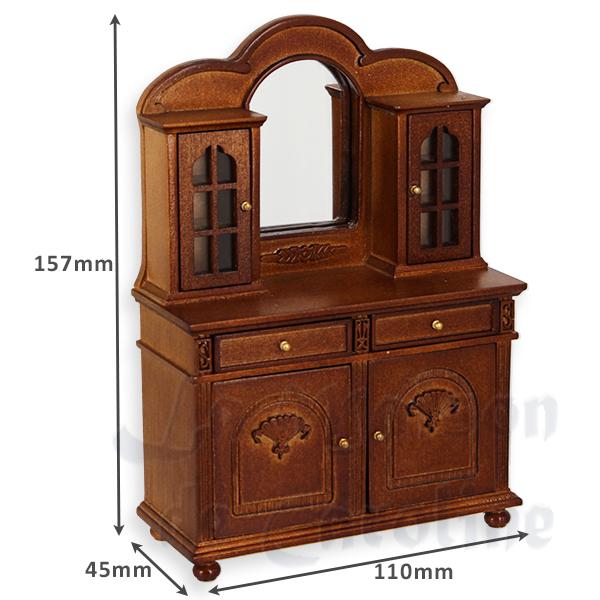 Buffet salle à manger miroir noyer meuble miniature 1/12 photo 2