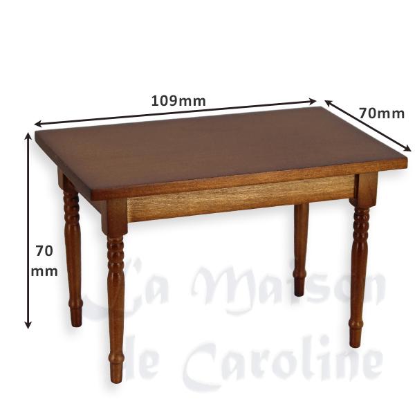 Table de cuisine rectangulaire noyer meuble miniature 1/12 photo 2