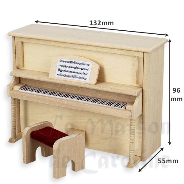 Piano droit non verni meuble miniature 1/12 photo 2 Piano droit non verni meuble miniature 1/12 photo 2
