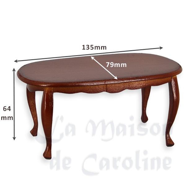Table ovale noyer meuble miniature 1/12 photo 2