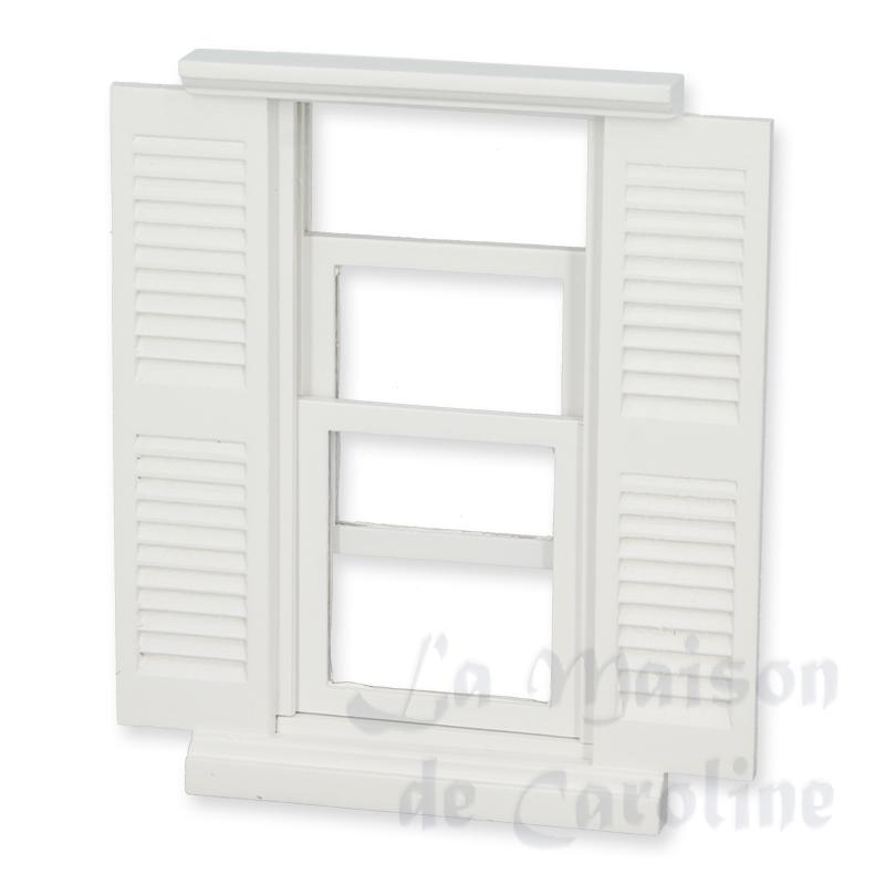 Fenêtre avec volets blanche pour maisons de poupées 1/12 Fenêtre avec volets blanche pour maisons de poupées 1/12
