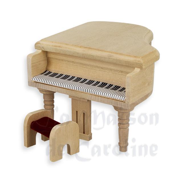 Piano à queue avec tabouret non verni meuble miniature 1/12 photo 2 Piano à queue avec tabouret non verni meuble miniature 1/12 photo 2