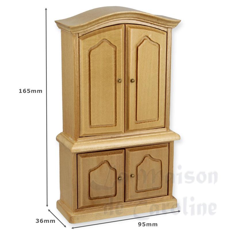 Armoire deux-corps chene clair meuble miniature 1/12 Armoire deux-corps chene clair meuble miniature 1/12