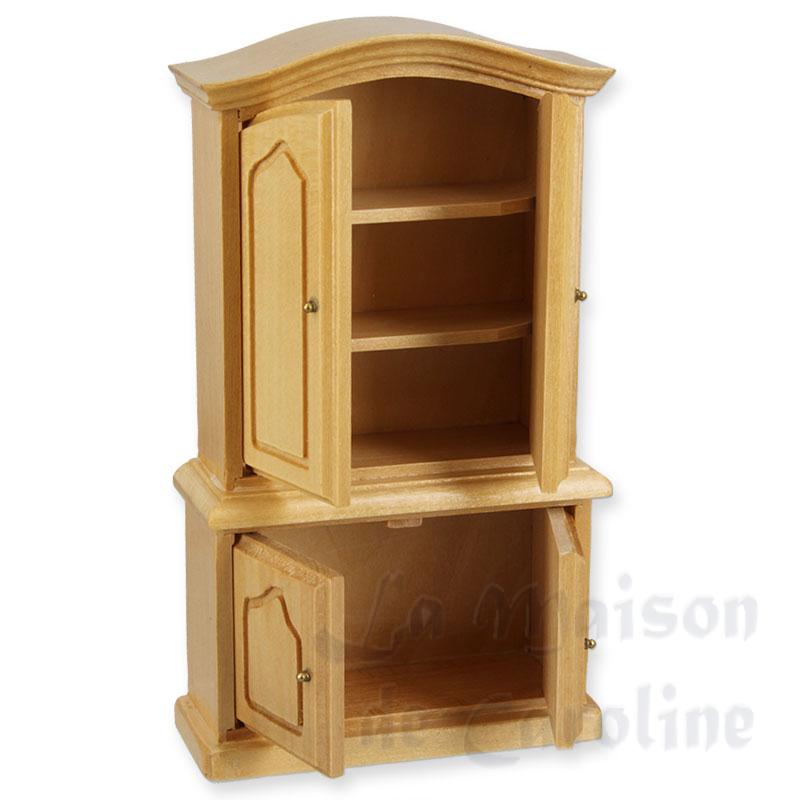 Armoire deux-corps chene clair meuble miniature 1/12 Armoire deux-corps chene clair meuble miniature 1/12