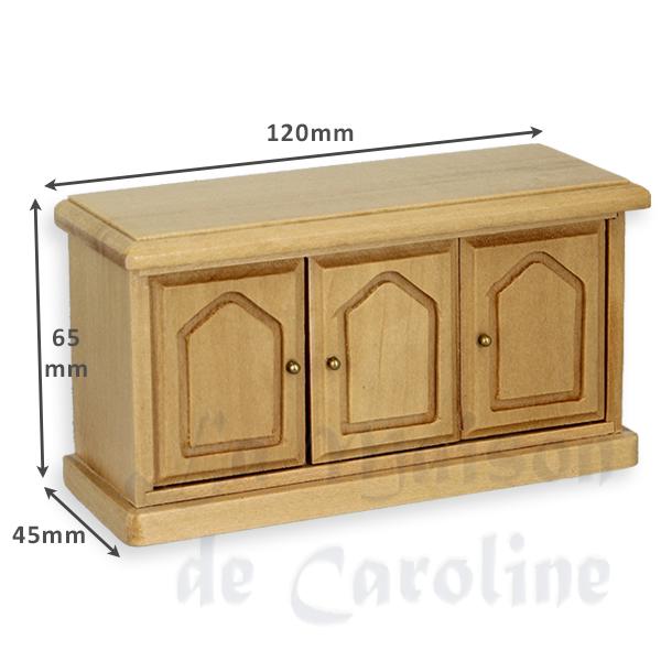 Bahut 3 portes chene clair meuble miniature 1/12 photo 2