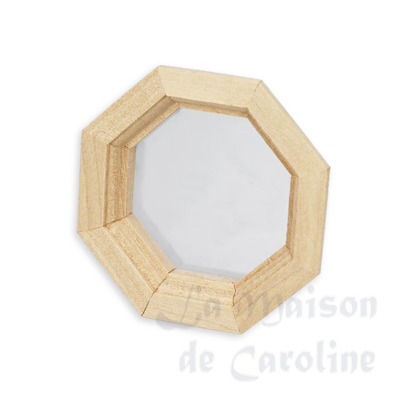 Fenêtre octogonale non vernie pour maisons de poupées 1/12