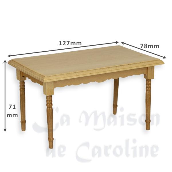 Table chene clair meuble miniature 1/12 photo 2