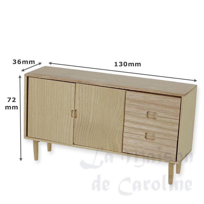 Buffet moderne frêne nature meuble miniature 1/12