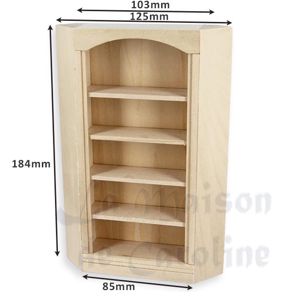 Bibliotheque d angle non verni meuble miniature 1/12 photo 2 Bibliotheque d angle non verni meuble miniature 1/12 photo 2