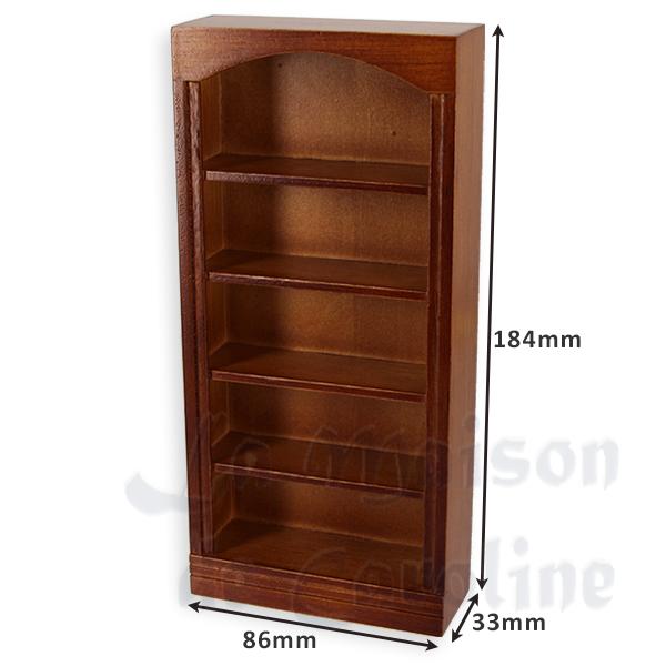 Bibliotheque simple noyer meuble miniature 1/12 photo 3