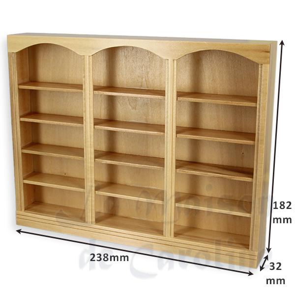 Bibliotheque triple chene clair meuble miniature 1/12 photo 2