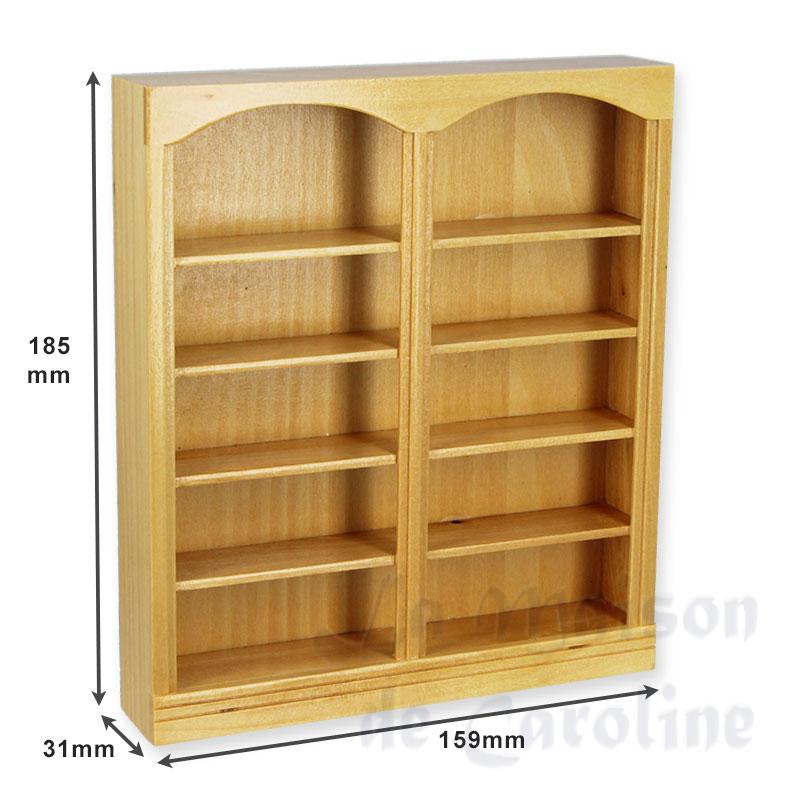 Bibliotheque double chene clair meuble miniature 1/12 Bibliotheque double chene clair meuble miniature 1/12