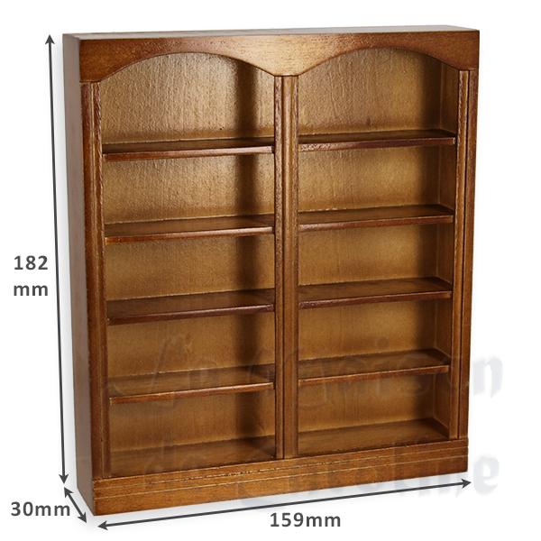Bibliotheque double noyer meuble miniature 1/12 photo 2