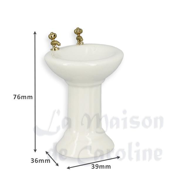 Lavabo ivoire en porcelaine meuble miniature 1/12 photo 2