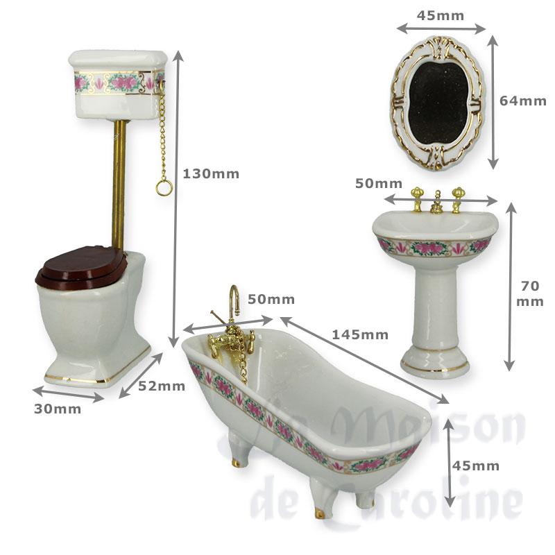 Salle de bain fleurie rose 4 pcs Bilder 1