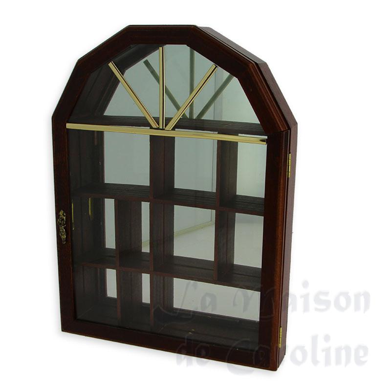 Casier vitrine teinte avec miroir, Maisons de Poupées et vitrines