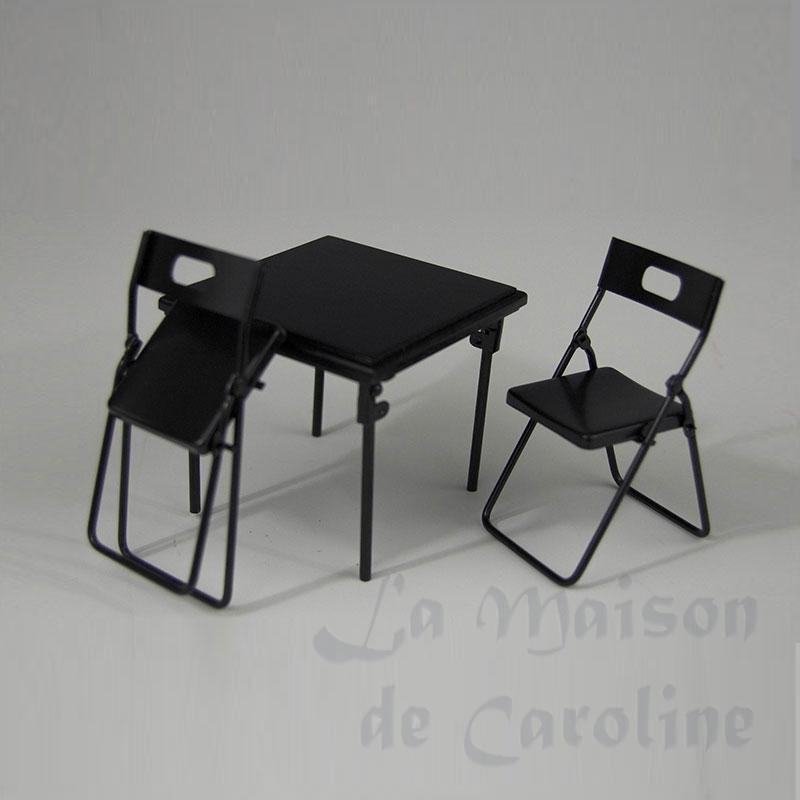 Table et 4 chaises pliantes metal noir, Meubles de collection Trianon
