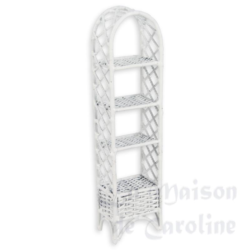 Etagere etroite metal blanc meuble miniature 1/12 Etagere etroite metal blanc meuble miniature 1/12