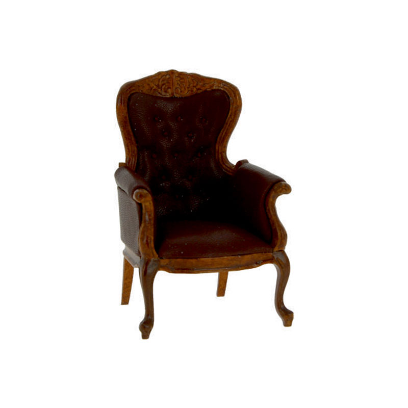 Fauteuil Louis XV cuir marron, Meubles de collection Trianon