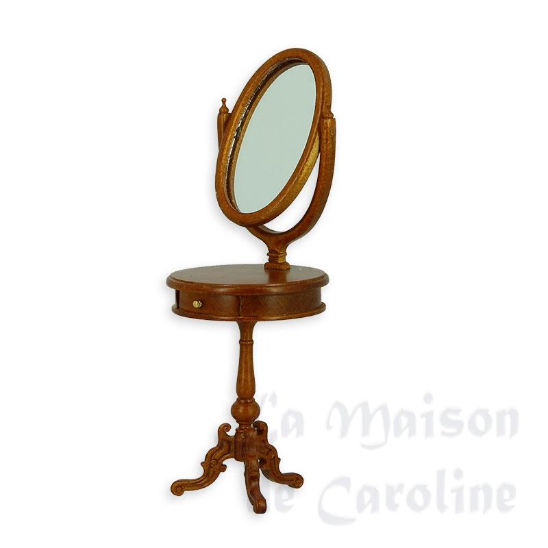 Coiffeuse ronde meriser avec miroir, Meubles de collection Trianon